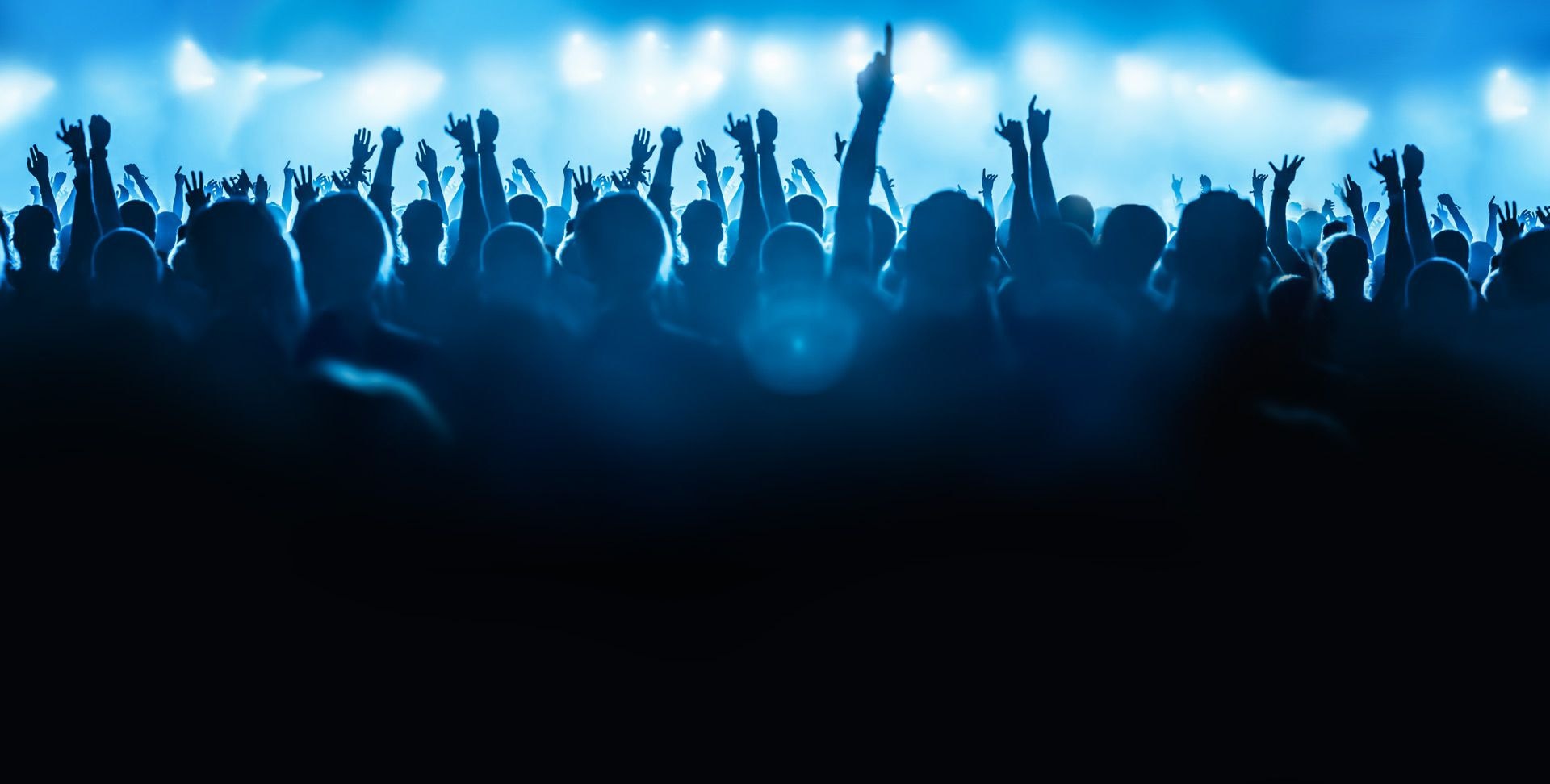 Background image of the crowd at a concert