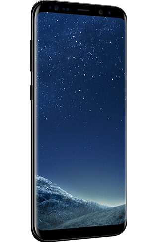 Angled left view of Galaxy S8+ in Midnight Black