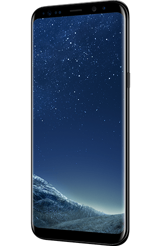 Angled right view of Galaxy S8+ in Midnight Black