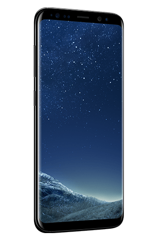 Angled left view of Galaxy S8 in Midnight Black