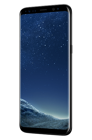 Angled right view of Galaxy S8 in Midnight Black