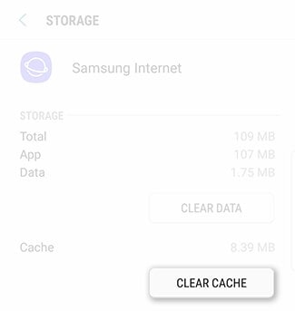 samsung galaxy s9 clear cache