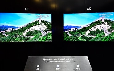 Visitors can get a sense of comparing the 8K quality resolution at the two screens.