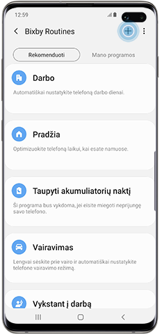 Sukurkite savo „Bixby Routine:, pliuso piktograma