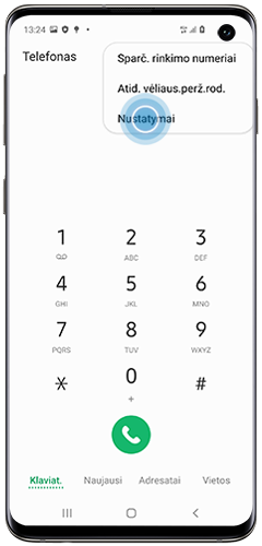 Palieskite Nustatymai Telefono programėlėje Galaxy S10