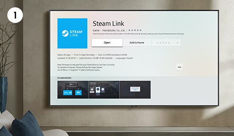 Learn how to set up and use Steam Link on Samsung Smart TV. The Step number 1 is to download Steam Link app on Smart TV.