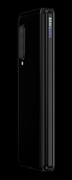 Galaxy Fold in Cosmos Black with Black Hinge, folded and seen from the back