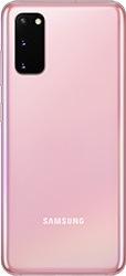 Cloud Pink Galaxy S20 in Cloud Pink seen from the rear