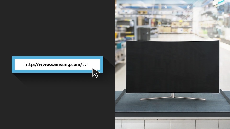 Official URL of Samsung TV (left), and QLED TV displayed in store (right)