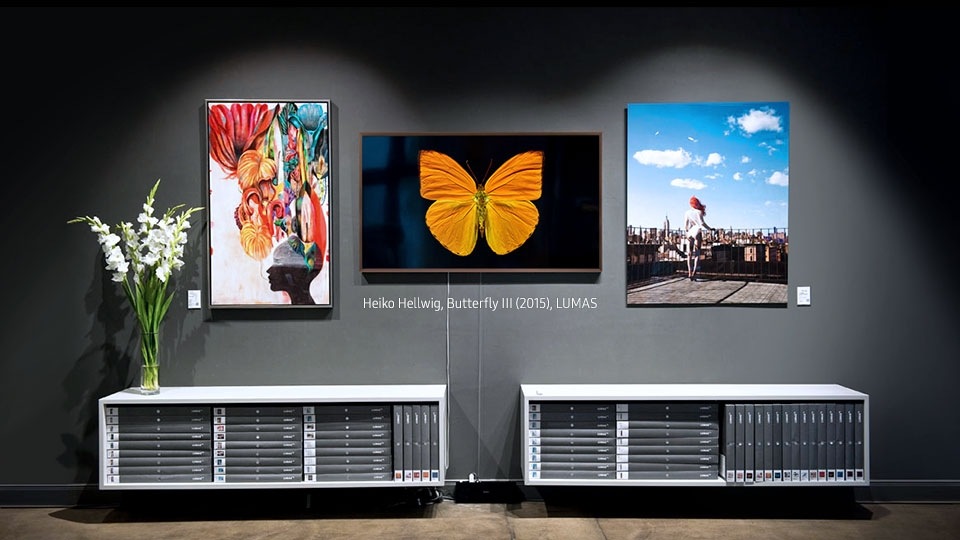 Samsung’s The Frame displaying an art piece titled Butterfly Ⅲ by Heiko Hellwig