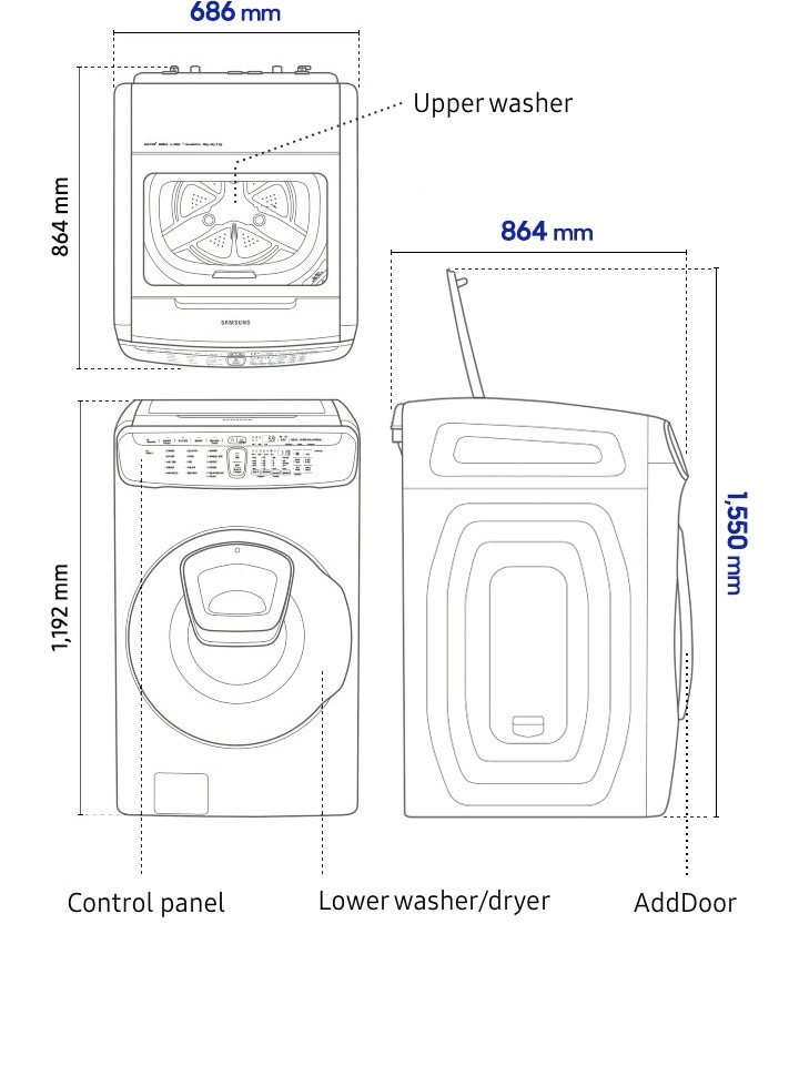 Samsung Stacked Washer Dryer Dimensions at Rosetta Cogan blog