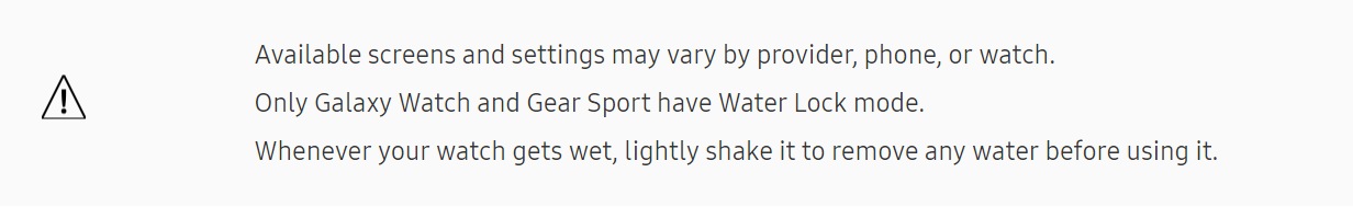 samsung gear sport water lock mode