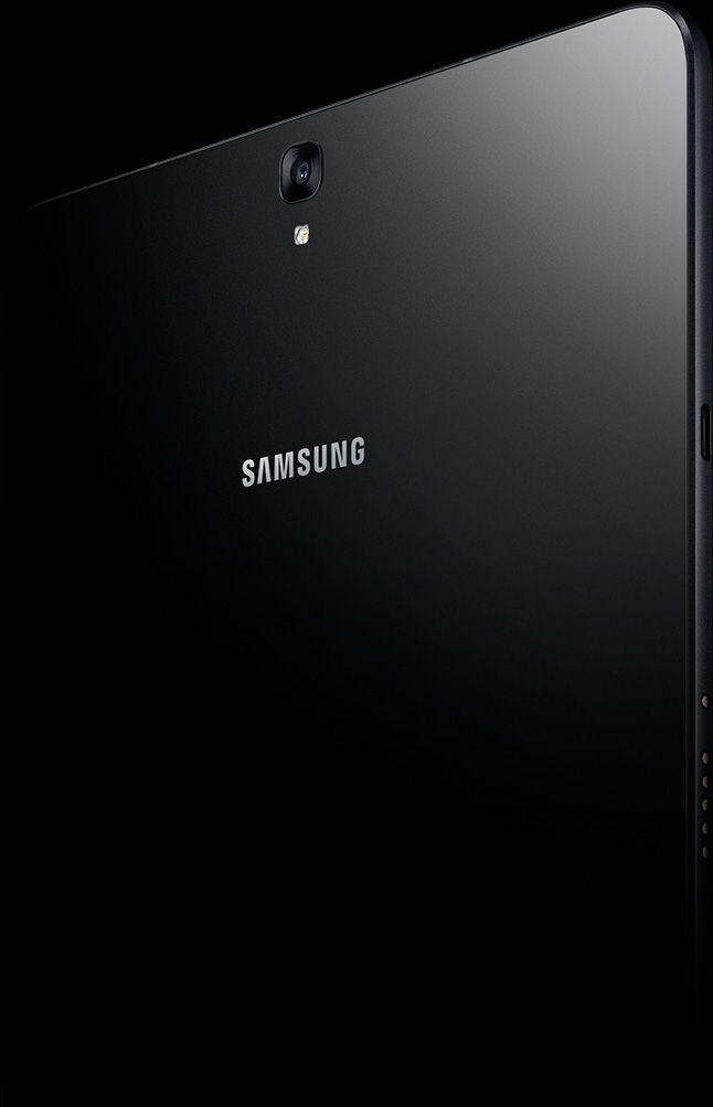 Diseño trasero de la Galaxy Tab S3 mostrando el cristal trasero