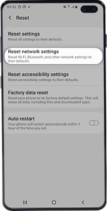 reset network settings samsung s10