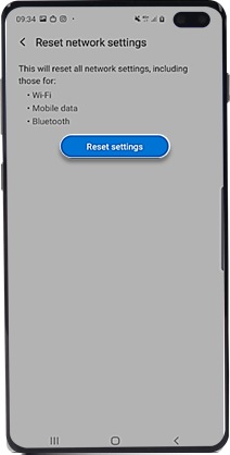 reset network settings samsung s10