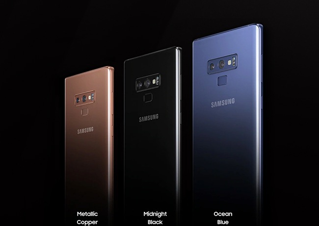 Samsung Note9 Metallic Copper, Midnight Black, Ocean Blue