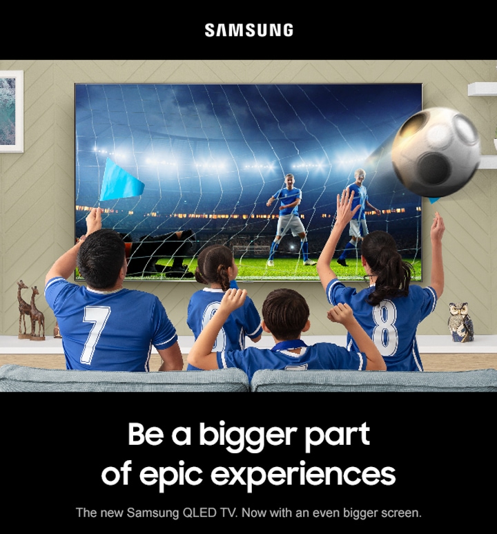 Feel the thrill of a bigger view The new Samsung QLED TV. Now with an bigger screen.