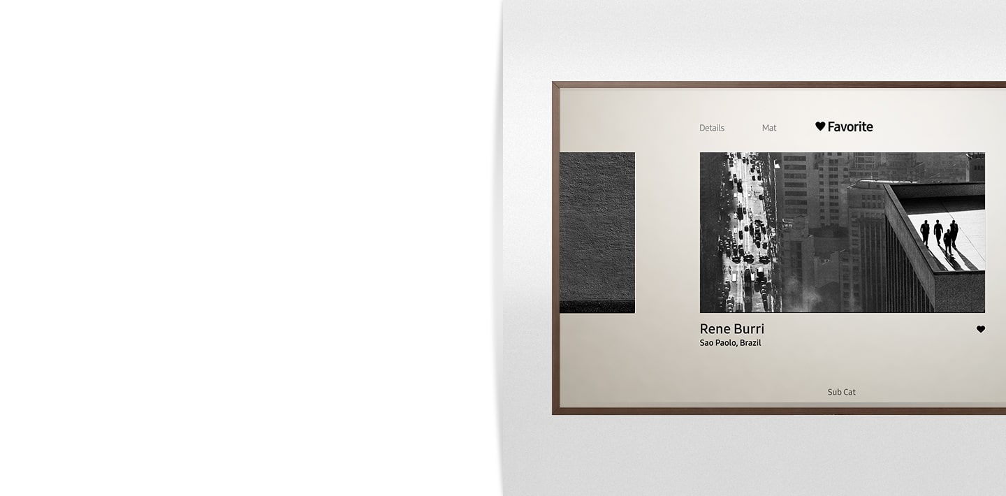 The Frame TV shows a photo selected as a favorite, that can become part of your personal gallery with the Samsung Art Collection.