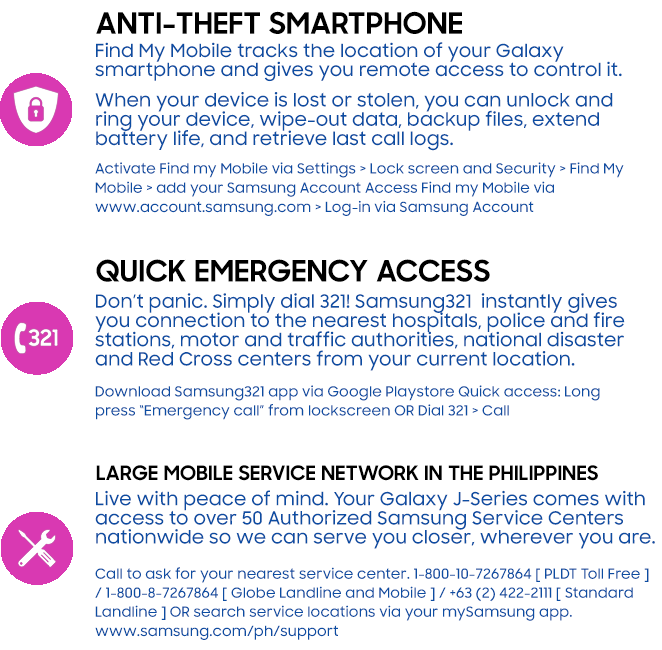 The information of Samsung Circle shows services and security provided for users who buy Samsung J7+. Learn more about Samsung J7 Plus here