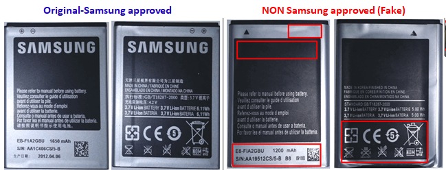 Samsung-approved batteries, chargers 