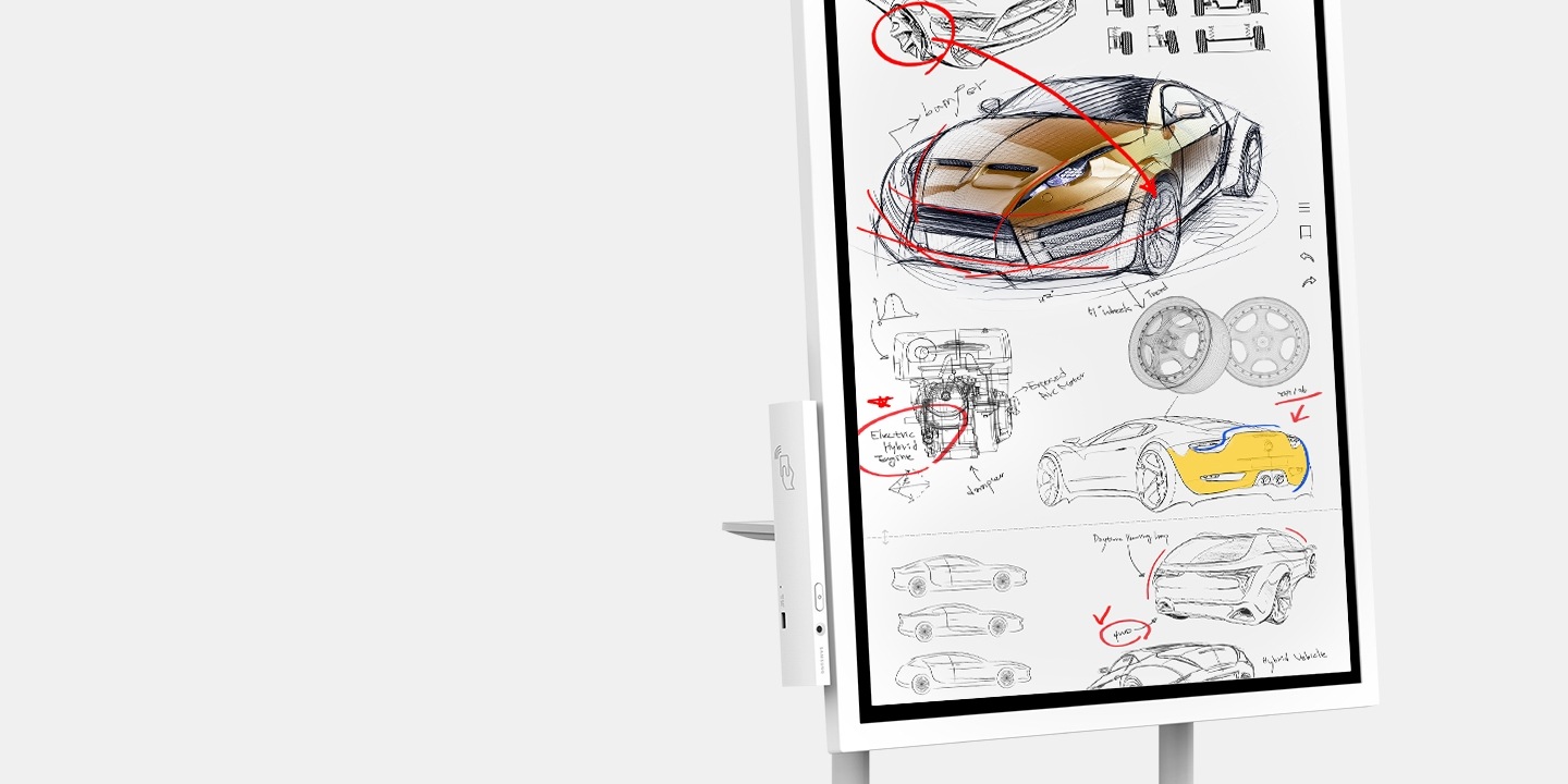 An image showing how the display activates via its proximity sensor when a user approaches a Samsung Flip device. 