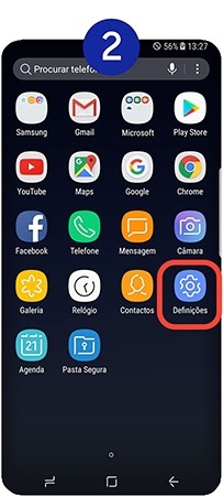 Toque em Definições