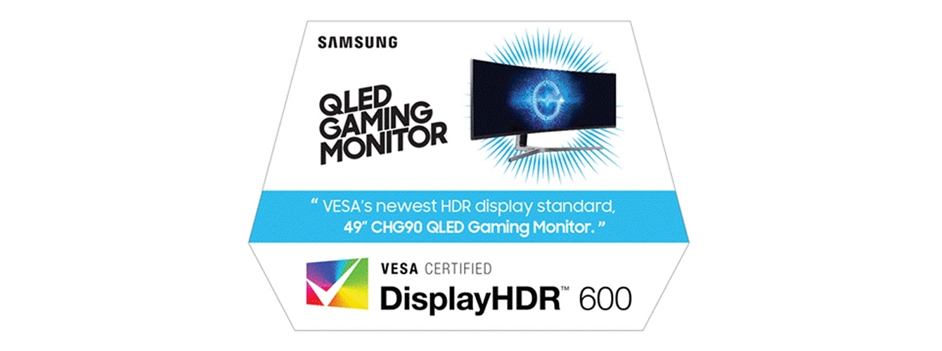 삼성 QLED 게이밍 모니터 CHG90 제품과 VESA의 '디스플레이HDR' 인증 로고