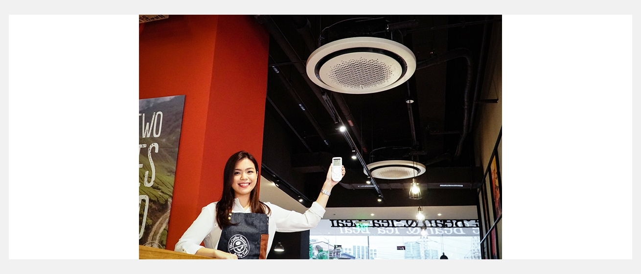 글로벌 프렌차이즈 커피 전문점인 커피빈 필리핀 알라방(Alabang)점에 설치된 '시스템 에어컨 360' 제품 이미지