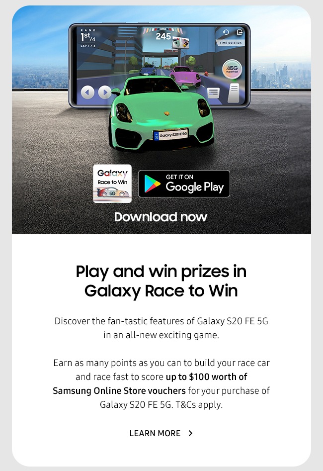 Play and win prizes in Galaxy Race to Win