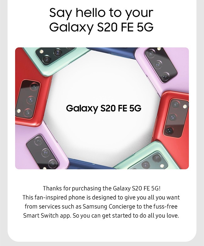 Say hello to your Galaxy S20 FE 5G