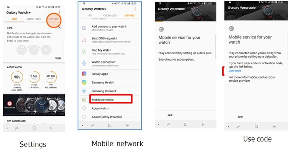 galaxy watch mobile network