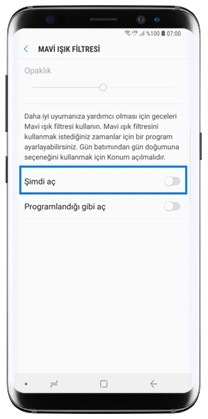 Samsung Akilli Telefonunda Mavi Isik Fitresini Nasil