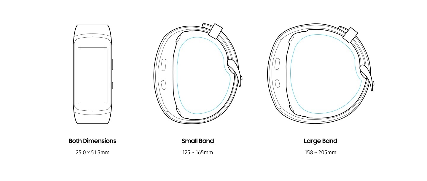 samsung gear fit2 pro size chart