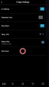 How do I use the Self Check function on my Samsung Family Hub Fridge Freezer?