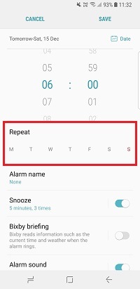 How do I set, edit and turn on or off alarms on my Samsung Galaxy