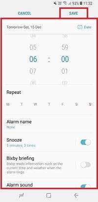 How do I set, edit and turn on or off alarms on my Samsung Galaxy