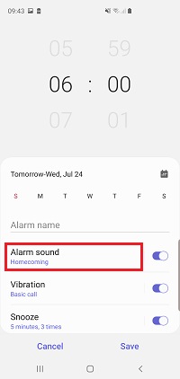 How do I set, edit and turn on or off alarms on my Samsung Galaxy