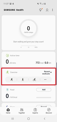 samsung health floor tracker