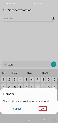 samsung keyboard predictive text reset