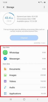 device care data use separated app user into samsung support stored shown