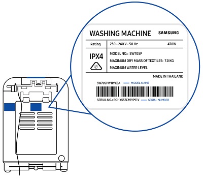 Where do I find the serial number on my Samsung washing machine? | Samsung  Support UK