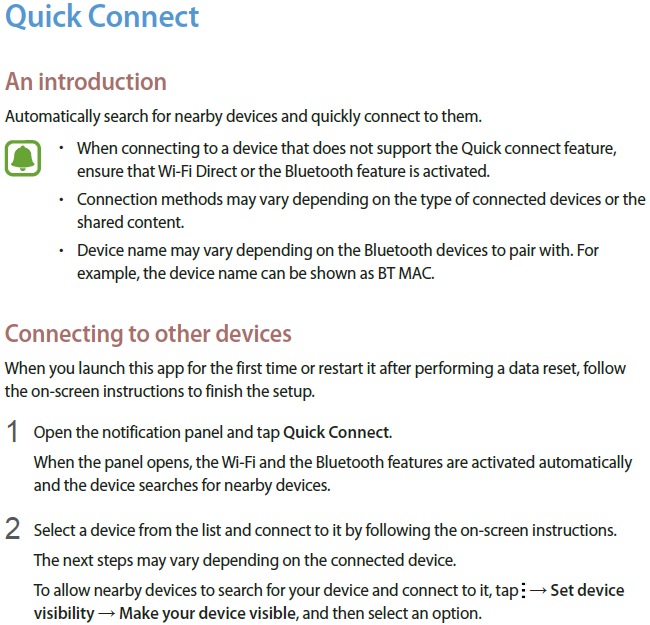 samsung quick connect app any phone