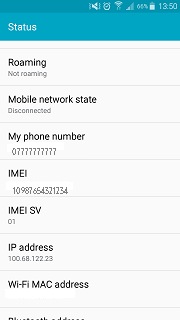 imei number in samsung