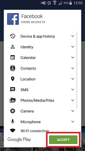 How do I install the Facebook app on my Samsung Galaxy device?
