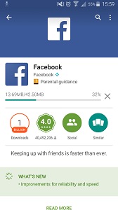 How do I install the Facebook app on my Samsung Galaxy device?