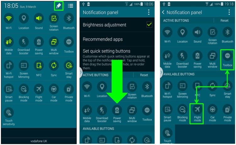 How do I navigate and edit the notification panel on my Samsung Galaxy Ace 4?