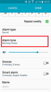 How do I set, edit and turn on or off alarms on my Samsung Galaxy