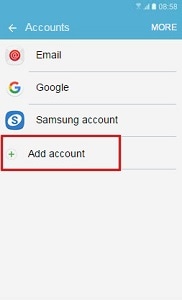 How do I set up gmail or Hotmail on my Samsung Galaxy device?
