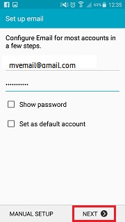 How do I set up gmail or Hotmail on my Samsung Galaxy device?