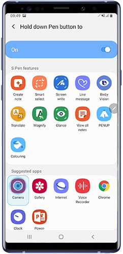 Select the app or feature you wish to be launch when the Pen button is pressed